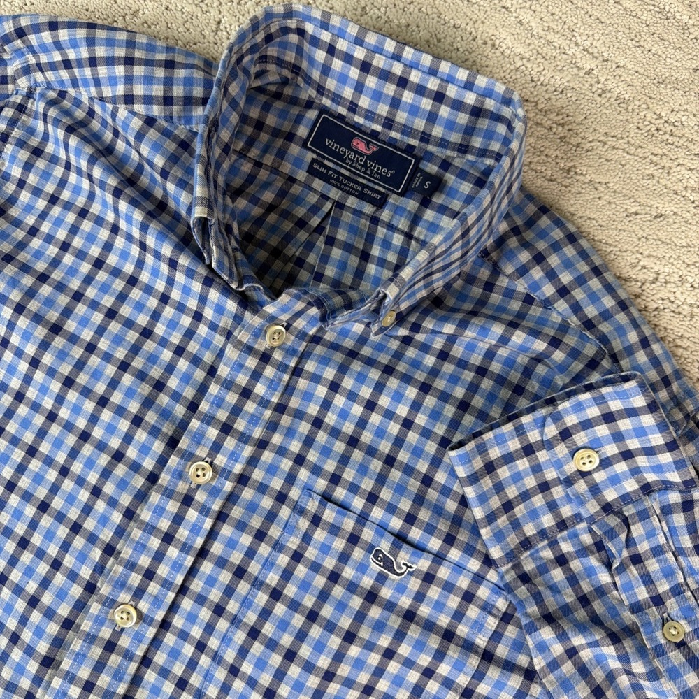 Men's Vineyard Vines Small Long‎ Sleeve Slim Fit Gingham Button Shirt